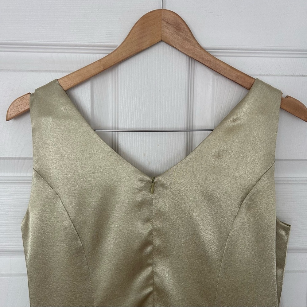 Vintage Y2K Green Champagne Satin Maxi Dress - Picture 6 of 9